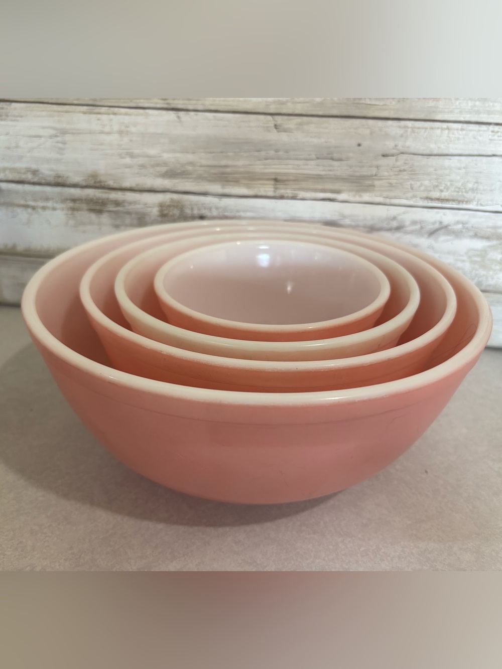Full 4pc Vintage pink Pyrex mixing bowl set (DWD - please read description)